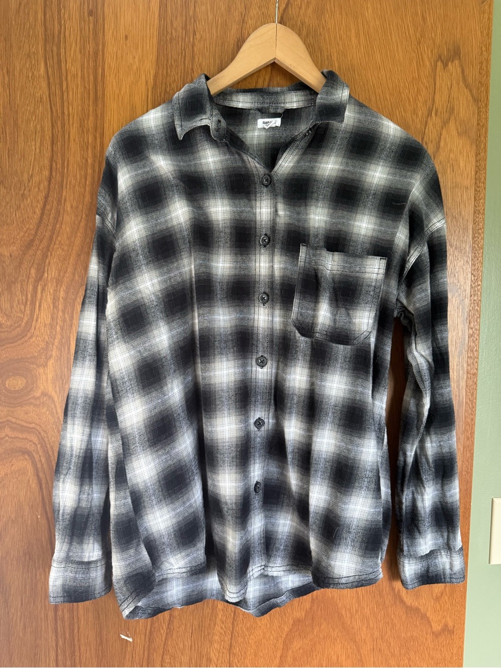 Garage Black & Gray Plaid Button-Down Shirt